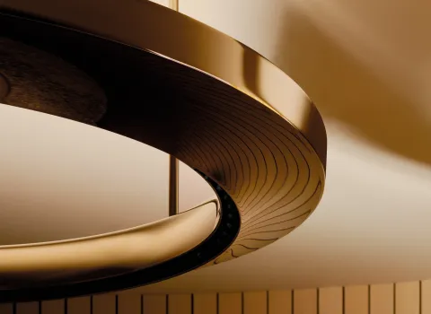 Nahaufnahme des Rings der Aquahalo-Erlebnisdusche von Dornbracht.