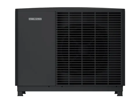 Die schwarze Waermepumpe Stiebel Eltron WPL-A-Trend vor weissem Hintergrund