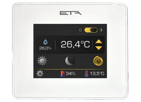 Nahaufnahme Display ETAtouch vor wießen Hintergrund.