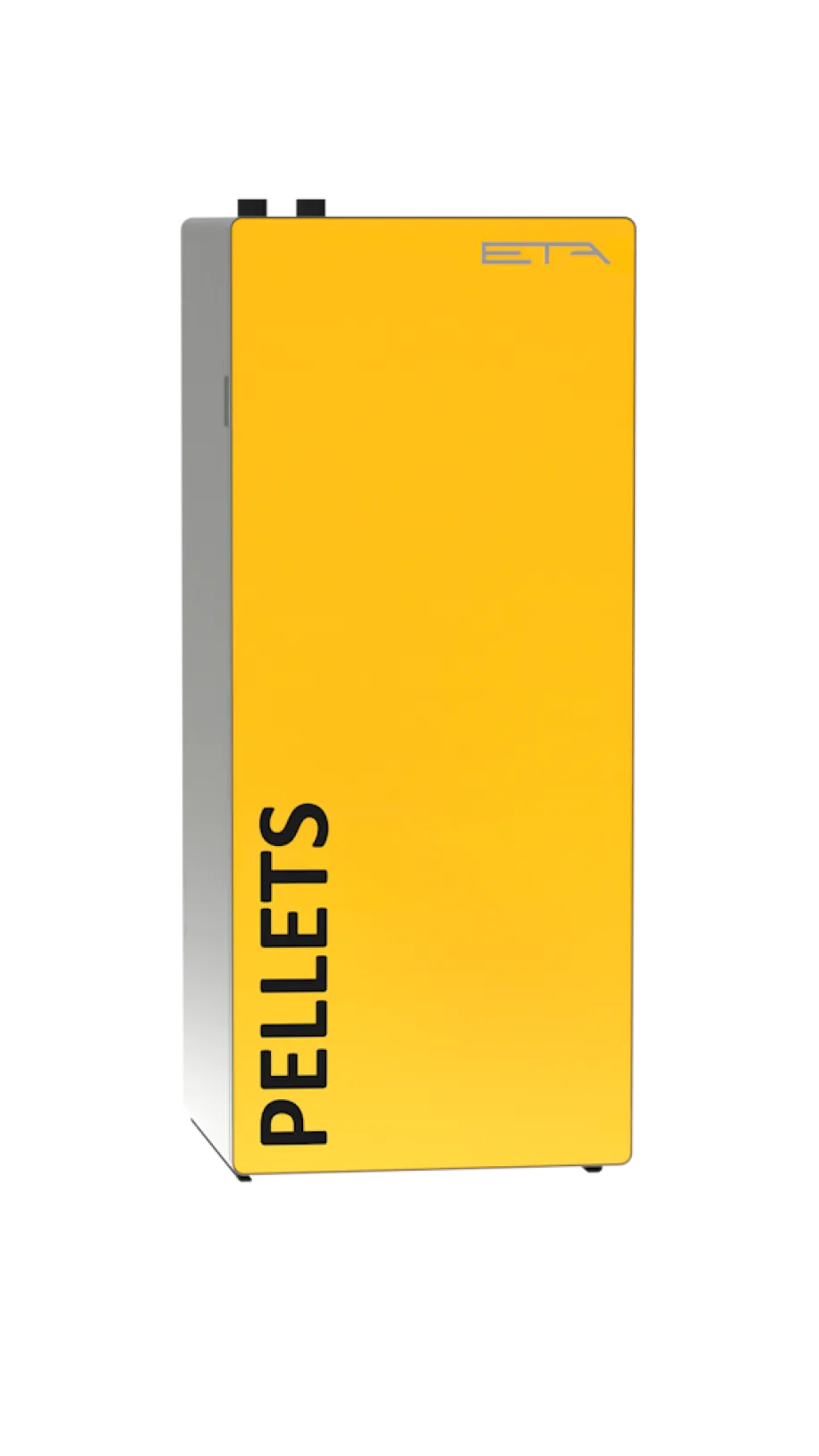Pelletkessel ETA ePE in Gelb vor neutralen Hintergrund.